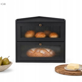 DUŻY NAROŻNY CHLEBAK GUUSII HOME – 2 POZIOMY – CZARNY