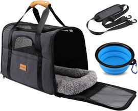 Transporter torba dla kota i psa 44x31x34 cm składany, mata, miska - Zestaw