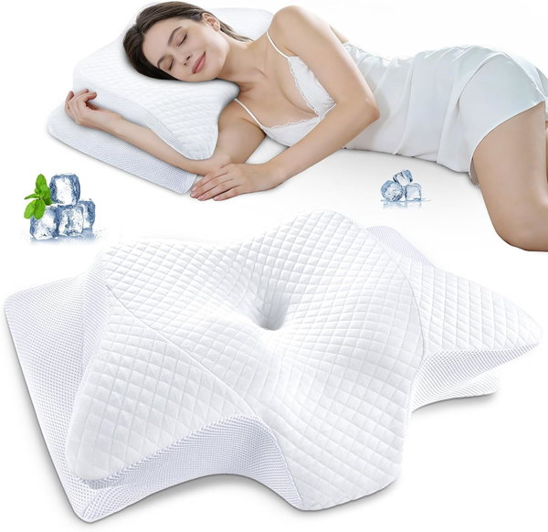 Poduszka ergonomiczna z pianki memory 2 w 1, motyl, 60x35,5 cm, biała