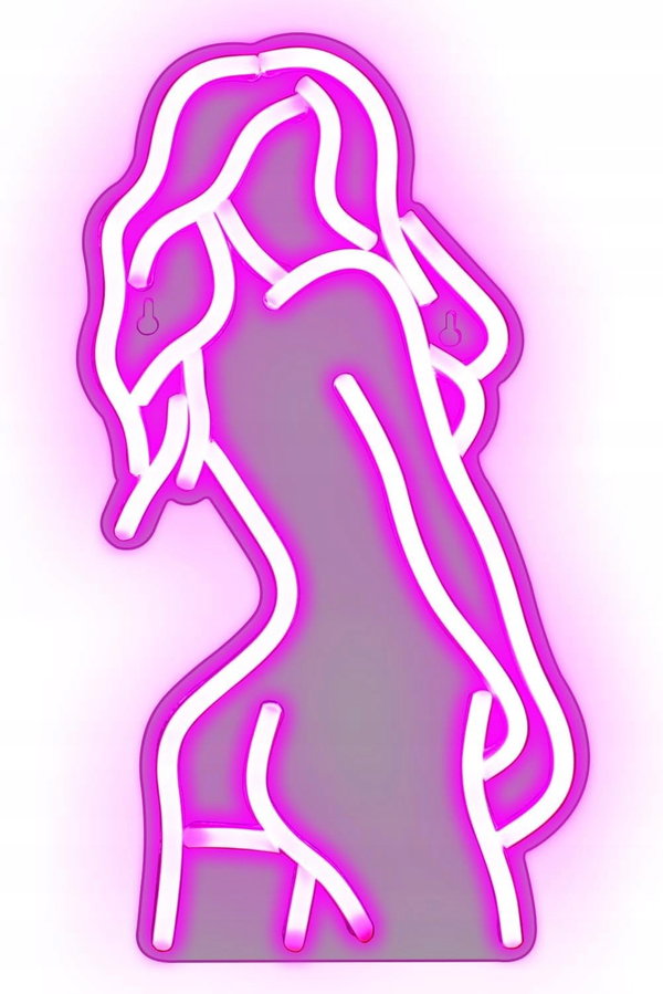 NEON LED USB SYLWETKA KOBIETY RÓŻOWY 40x23 CM DEKORACJA ŚCIANY