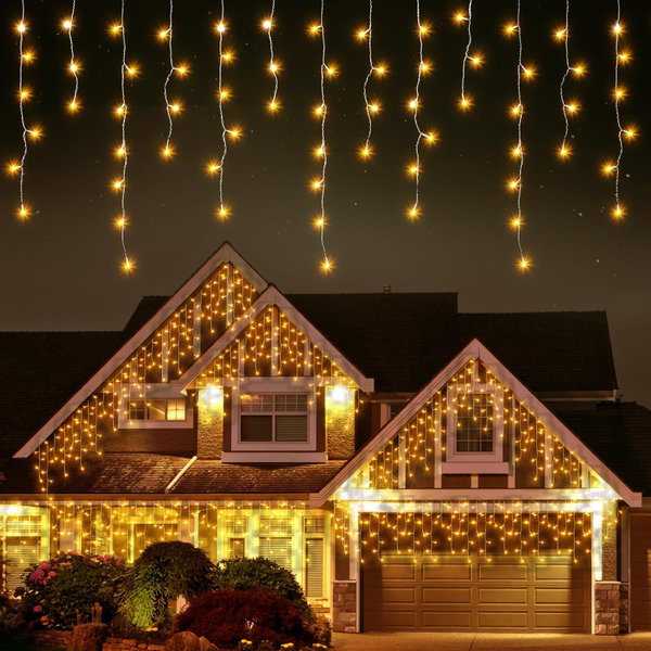 QUNTIS KURTYNA ŚWIETLNA SOPELKI LED 10 M 400 LED CIEPŁA BIEL IP44 TIMER