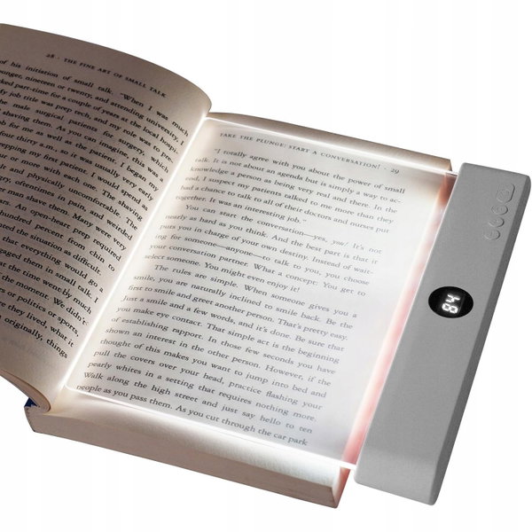 LAMPKA DO CZYTANIA KSIĄŻEK PŁASKA LED PANEL TIMER 3 BARWY USB-C BIAŁA