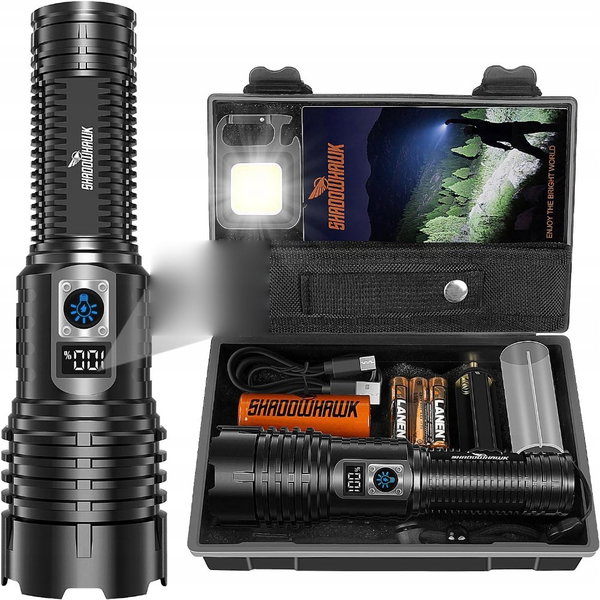 LATARKA TAKTYCZNA SHADOWHAWK LED AKUMULATOROWA USB ZOOM 5 TRYBÓW + COB