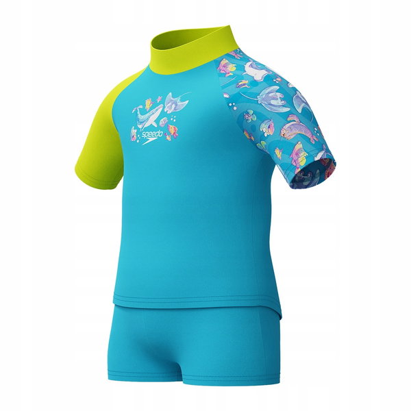 Strój kąpielowy dwuczęściowy dla chłopców Speedo Digital Rash Top Set 6-9ms