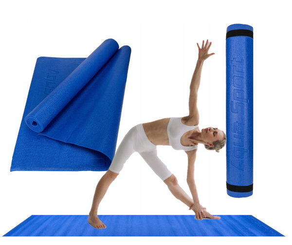 Mata do ćwiczeń jogi PVC antypoślizgowa Aqua-Sport Powerstrech Blue 0,3cm