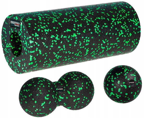 Zestaw EPP do masażu wałek piłka duoball roller gładki Aqua-Sport Green
