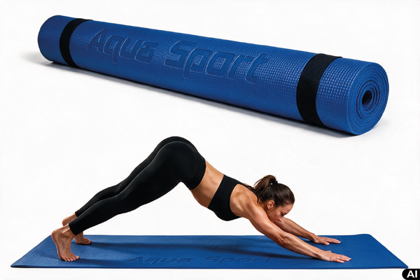 Mata do ćwiczeń jogi PVC antypoślizgowa Aqua-Sport Powerstrech Blue 0,3cm