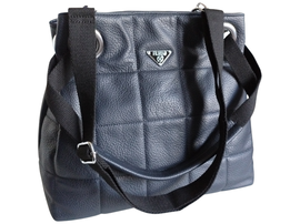 Niebieska Torebka Shopper Pikowana Damska Na Ramię Duża Pojemna A4