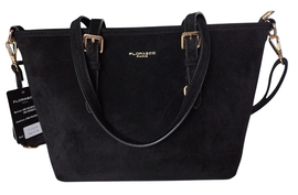 Torebka Damska Shopper Flora&Co, Listonoszka na Ramię, Eko Zamsz Czarny