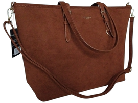 Torebka Damska Shopper Flora&Co, Sztywna Torba na Ramię, Eko Zamsz, CAMEL