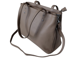 Torebka Damska Shopper Taupe/Cappuccino, Eko Skóra, Klastyczna Miejska A4