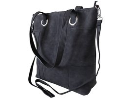Torebka Damska Shopper Bag Czarna Klasyczna Pojemna z Długimi Uszami