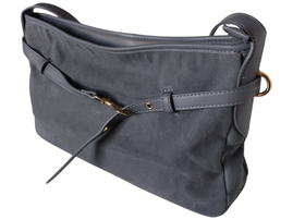 Torebka Damska Zamszowa, Modna Miejska Torba Shopper na Ramię, Niebieski