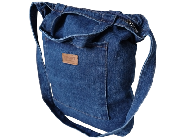 Torebka Damska Jeans, Worek Listonoszka na Ramie JEANSOWA Torba Materiałowa