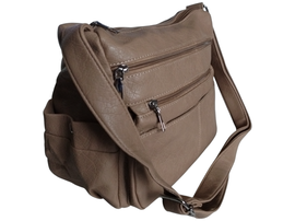 Torebka Damska Listonoszka na Ramię - Dużo Kieszeni, Brązowa, Miejska A5