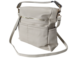 Torebka Damska Shopper z Przegrodą Duża Beżowa Torba na Ramię, Miejski Styl