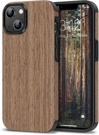 PRAKTYCZNE ETUI SZKO EKRAN MOCNE IPHONE 14 Plus 6.7' DREWNO BRĄZ