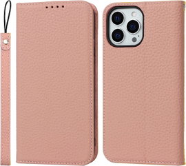 ETUI Z KLAPKĄ APPLE IPHONE 13 PRO RÓŻOWE EKOSKÓRA +MIEJSCE NA KARTY