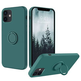 ETUI IPHONE 12/12 PRO ZIELONE SILIKONOWE PLECKI  Z PIERŚCIENIEM +SMYCZ