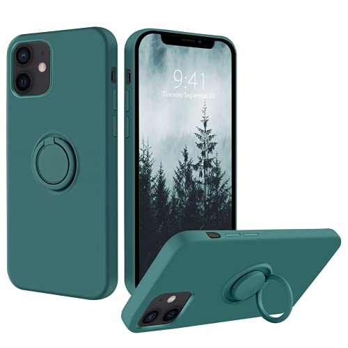 ETUI IPHONE 12/12 PRO ZIELONE SILIKONOWE PLECKI  Z PIERŚCIENIEM +SMYCZ