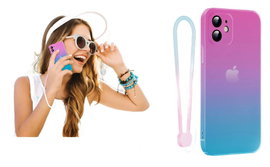 ETUI POKROWIEC APPLE IPHONE 12 SOLIDNE RÓŻOWE NIEBIESKIE PLECKI OMBRE A2172