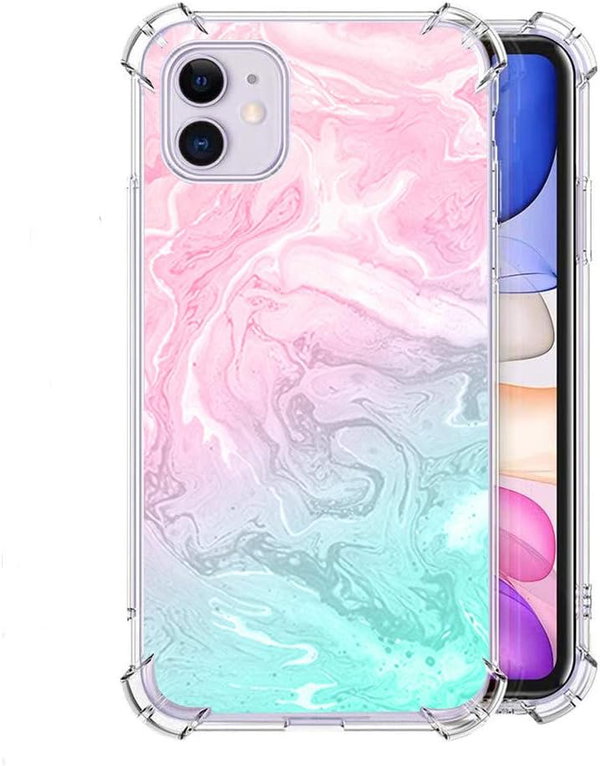 ETUI SILIKONOWE APPLE IPHONE 11 RÓŻOWE NIEBIESKIE GLAMOUR A2111