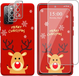 ETUI POKROWIEC DO SAMSUNG GALAXY S21 FE 5G CZERWONE PLECKI ŚWIĘTA +2x SZKŁO