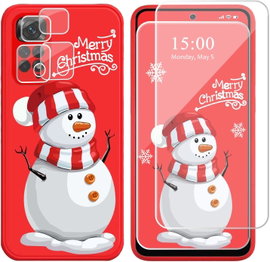 2+2X SZKŁO CZERWONE ETUI XIAOMI POCO X4 PRO 5G BAŁWANEK ŚWIĘTA