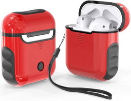 ETUI TWARDE SILIKON AIRPODS 1/2 CZERWONE CZARNE