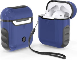 ETUI TWARDE SILIKON AIRPODS 1/2 NIEBESKIE CZARNE