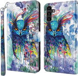ETUI SAMSUNG GALAXY A34 5G SOWA KOLOROWE ZAMYKANE Z KLAPKĄ +SMYCZ