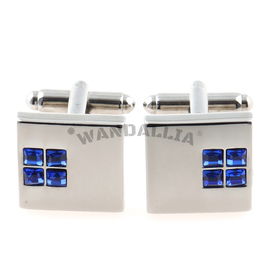 WANDALLIA Spinki do mankietów SP-MN-3 Kwadratowe Srebrne Klasyczne Ślubne