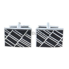 Spinki do mankietów SP-MN-16 Prostokątne Srebrne Klasyczne Biznesowe Męskie