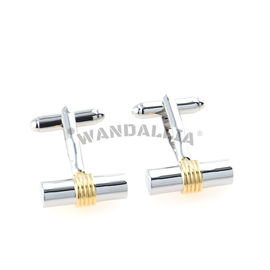 WANDALLIA Spinki do mankietów SP-MN-37 Prostokątne Srebrne Męskie Ślubne