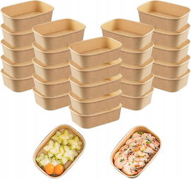 Zestaw 25 misek papierowych kraft jednorazowe pojemniki 500ml