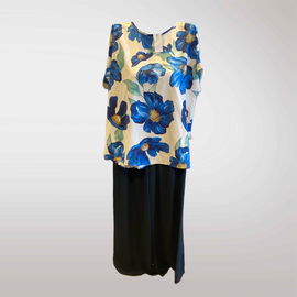 Dwuczęściowy Komplet w Kwiaty na Wiosnę - Granatowy