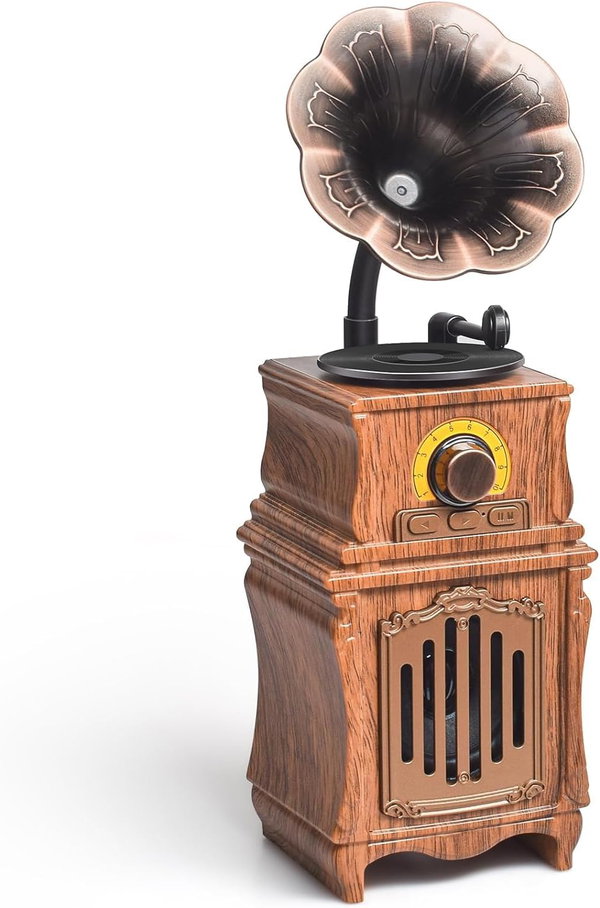 COLSUR Przenośne radio, głośnik Bluetooth retro vintage drewniane