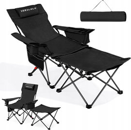 IEEILULU Krzesło Kempingowe, Leżak Składany regulowane oparcie, torba