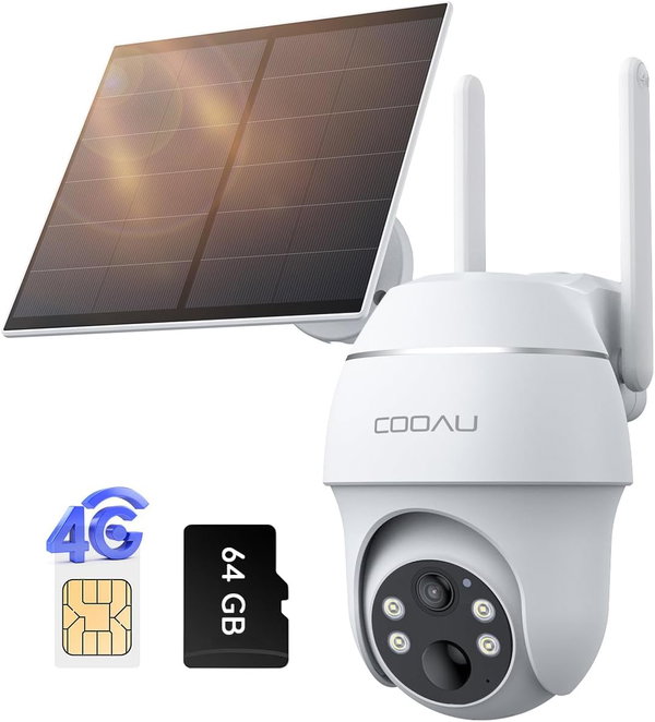 COOAU KAMERA ZEWNĘTRZNA MONITORUJĄCA NA KARTĘ SIM Z PANELEM SOLARNYM 64GB
