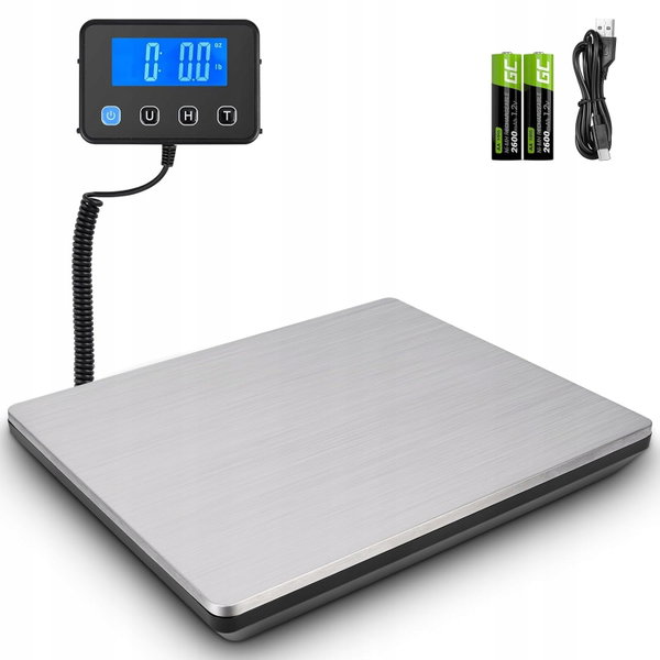 WAGA PLATFORMOWA 50G-200KG LCD DO PACZEK I BAGAŻU, TARA, PRECYZJA 10G INOX