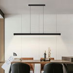 SENFAY Nowoczesna Lampa LED Wisząca 100cm Czarna Regulowana z Pilotem