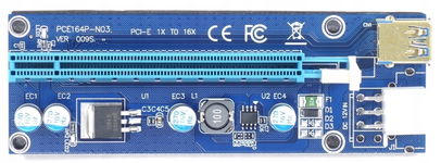 Riser PCI-E 1x-16x USB 3.0 SATA 6-pin niebieski