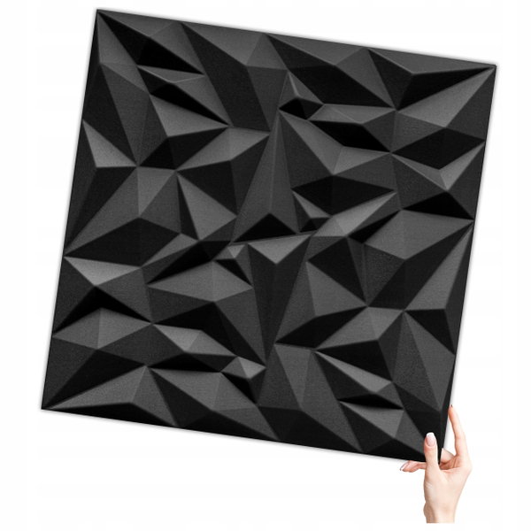 Kaseton Ścienny Sufitowy 3D Czarny Panele Ścienne 50x50 0,25m2 AMETYST