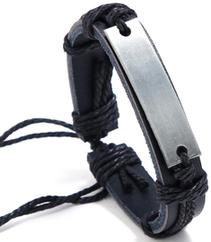 Bransoletka Męska Czarna Blaszka