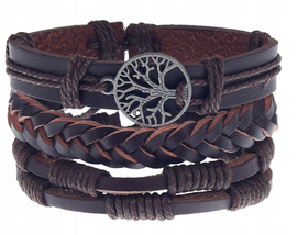 Bransoletka Męska Skórzana Drzewo Stylowa Elegancka Na Prezent Dla Niego