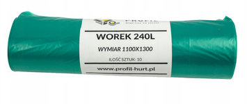 Mocne Worki Na Śmieci Odpady 240L Zielone 10X