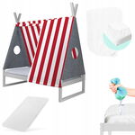 Łóżko dziecięce 160x70 TIPI Teepee Białe + MATERAC + PRZEŚCIERADŁO Komplet