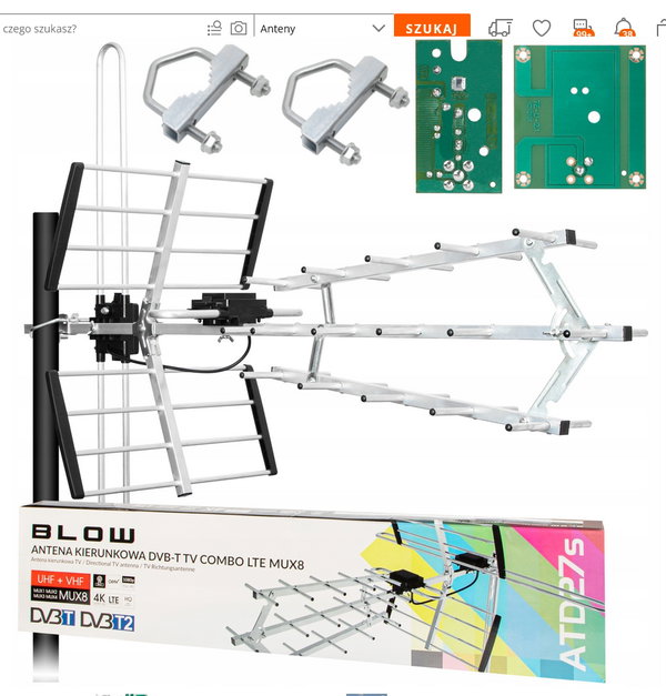 ANTENA KIERUNKOWA TV NAZIEMNEJ COMBO DVB-T2 LTE FULL HD ULTRA HD 4K