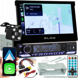 RADIO SAMOCHODOWE 1-DIN 7 CALI WYSUWANY DOTYKOWY EKRAN CARPLAY ANDROID AUTO