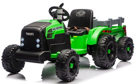 TRAKTOR NA AKUMULATOR Z PRZYCZEPĄ 2x120W 24V KOŁA EVA PILOT 2,4G ZIELONY